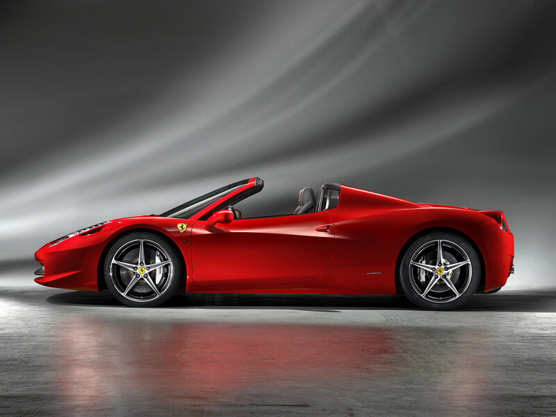 Red Ferrari Convertible — Dramatic, Photograph, Car, Wheel, Seat