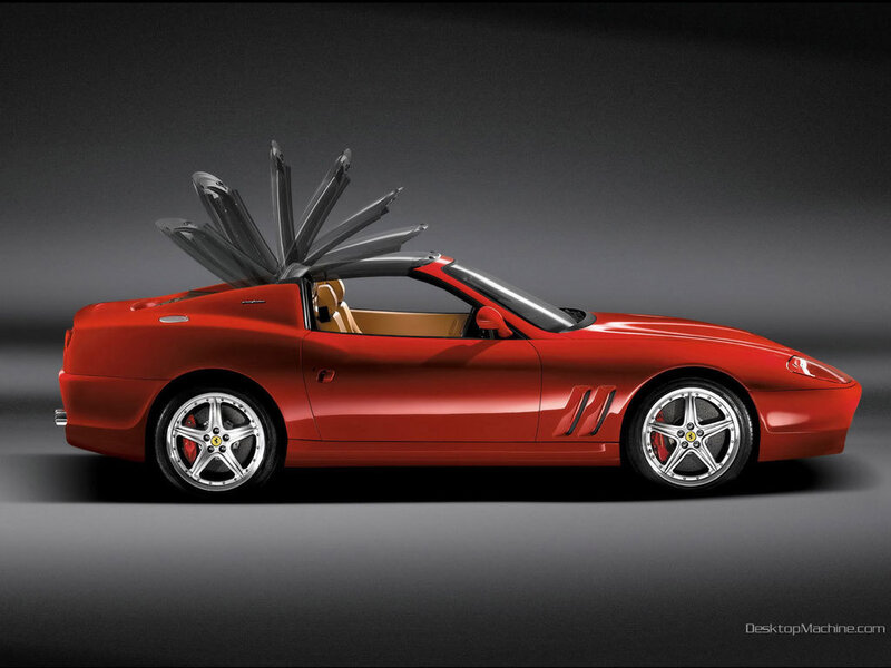 Red Ferrari Convertible — Dramatic, Photograph, Convertible Roof