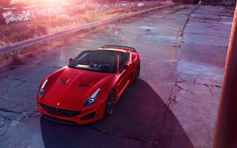 Red Ferrari Convertible — Dramatic, Sunset, Photograph, Car, Road, Graffiti