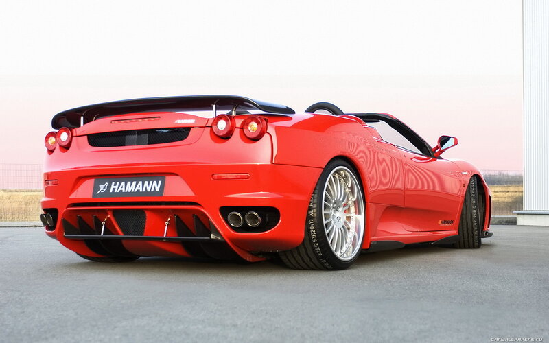 Red Ferrari Convertible — Dramatic, Sunset