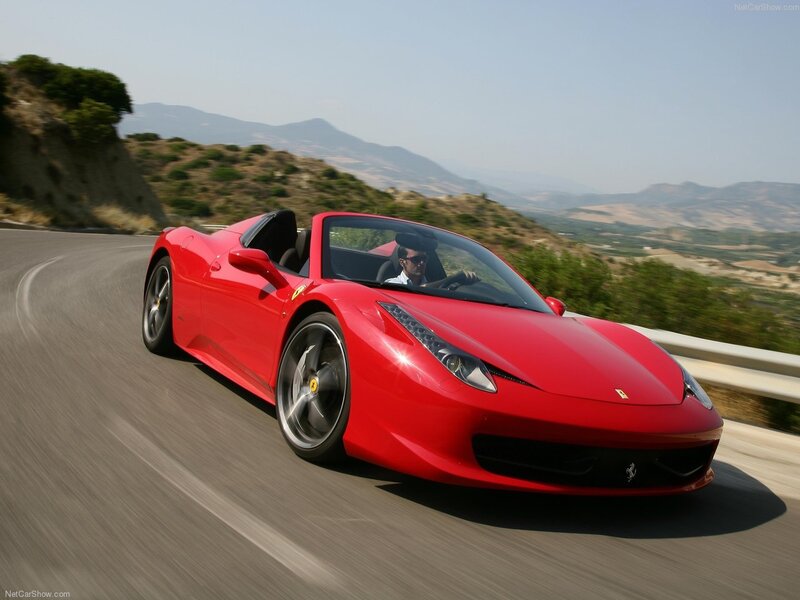 Red Ferrari Convertible — Dynamic, Afternoon, Photograph