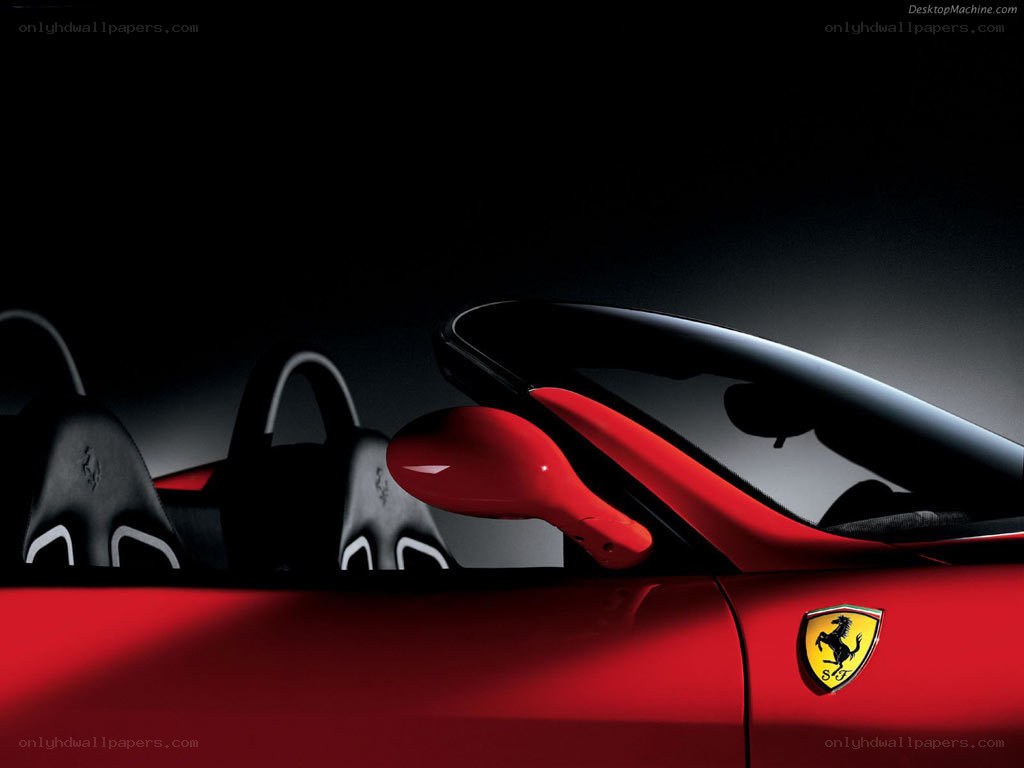 Red Ferrari convertible interior