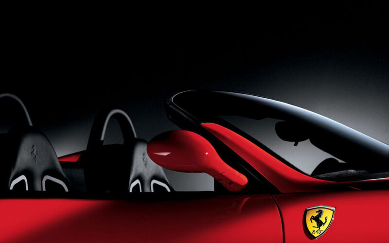 Red Ferrari convertible interior