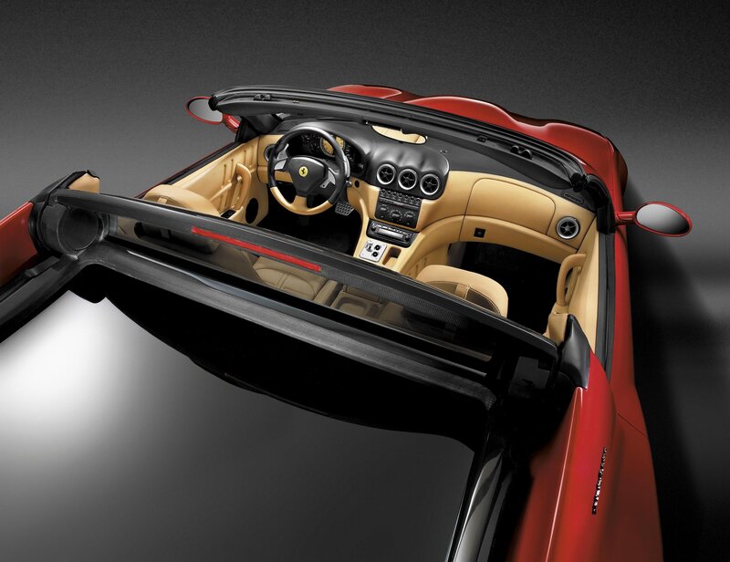 red ferrari convertible interior