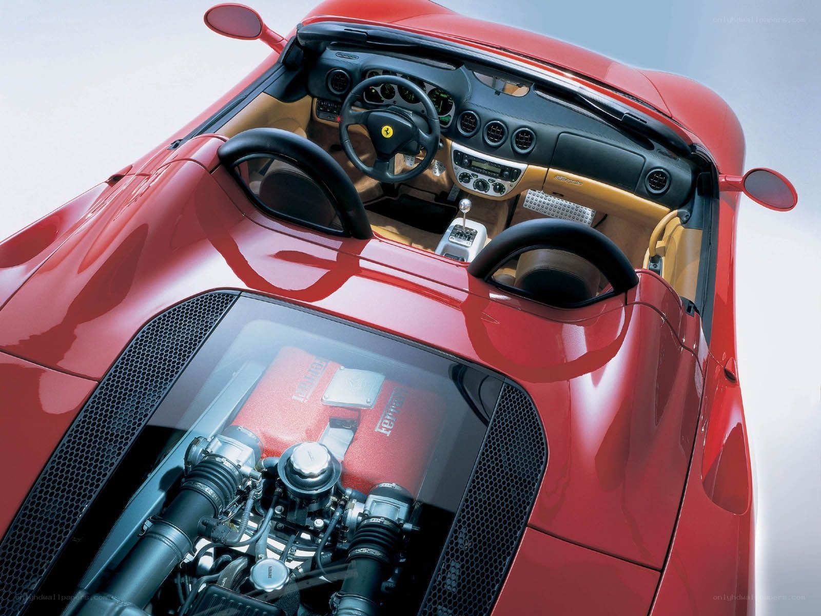 Red Ferrari convertible interior