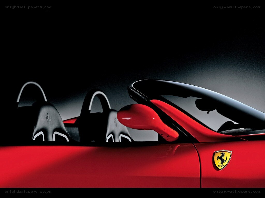 Red Ferrari convertible interior