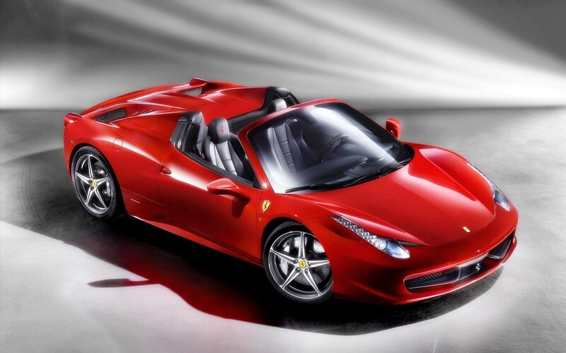 Red Ferrari Convertible — Photograph, Seat