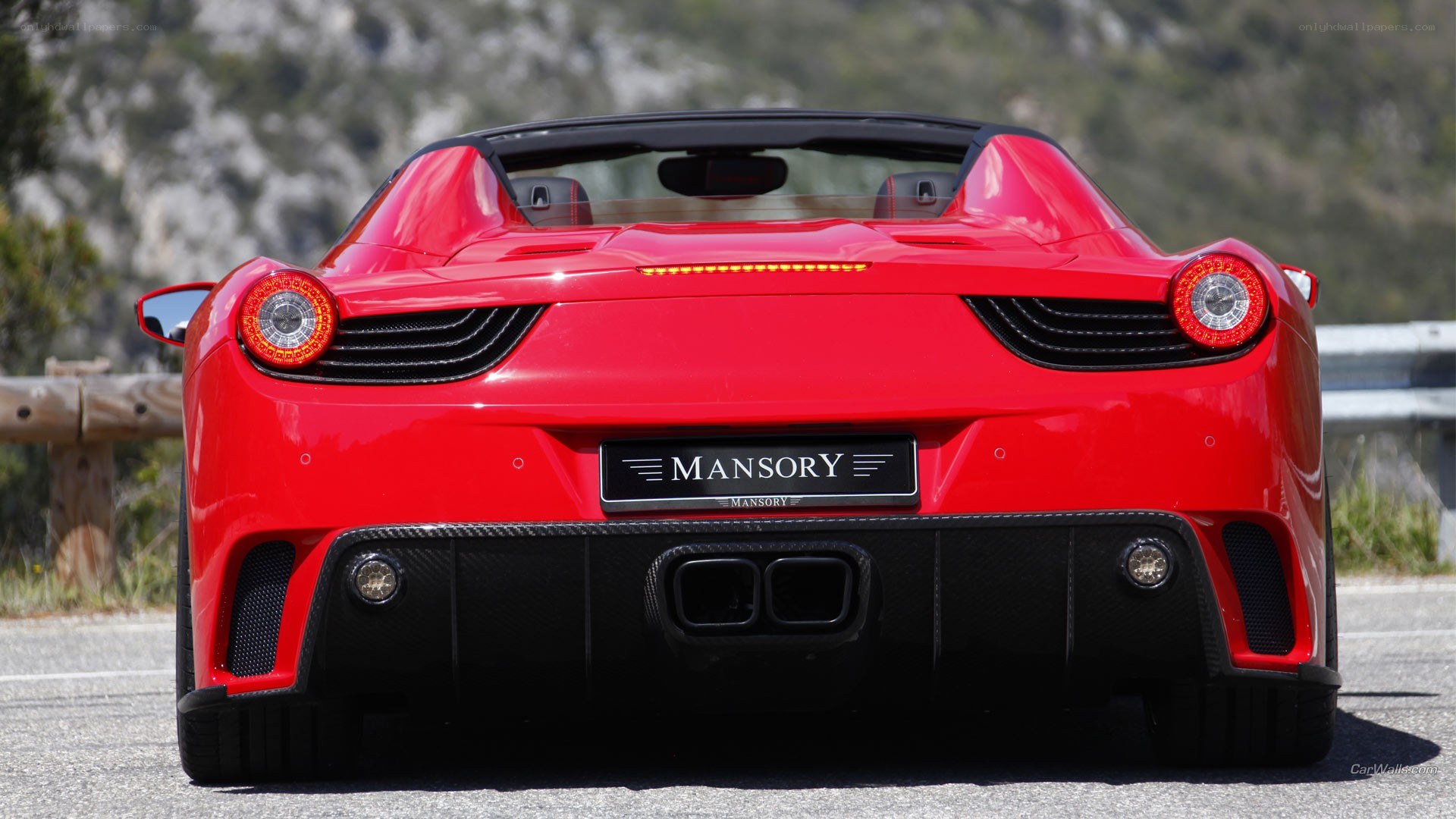 red ferrari convertible rear view