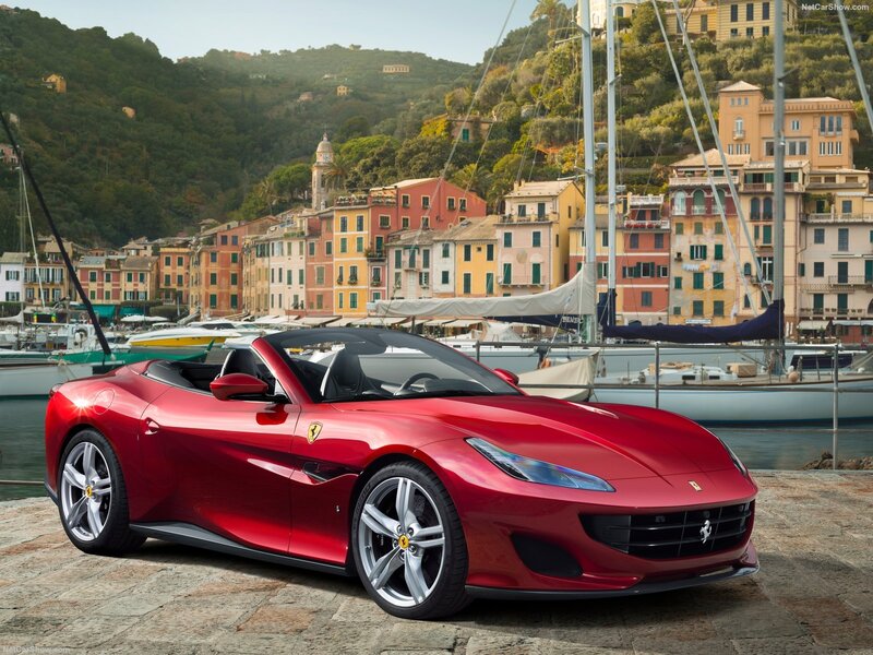 Red Ferrari Convertible — Serene, Afternoon, Photograph, Boats