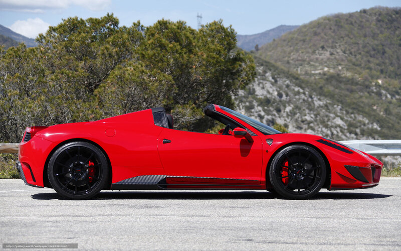 Red Ferrari Convertible — Serene, Afternoon, Photograph, Car, Mountains, Trees