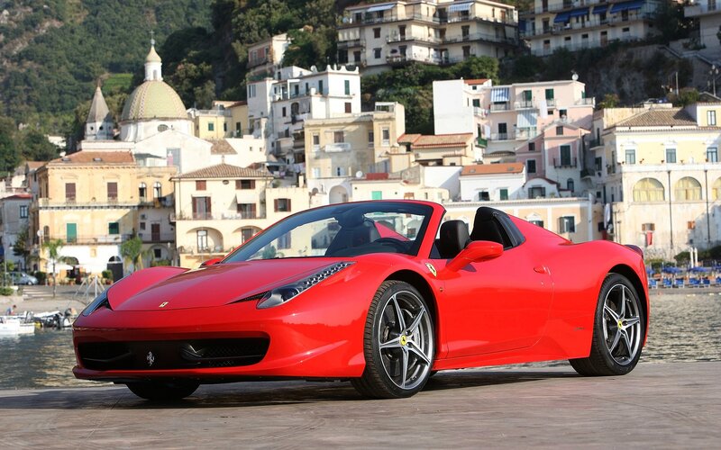 Red Ferrari Convertible — Serene, Afternoon, Photograph, Car