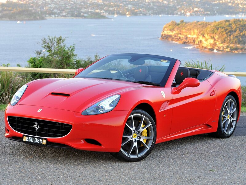 Red Ferrari Convertible — Serene, Sunset, Photograph, Car
