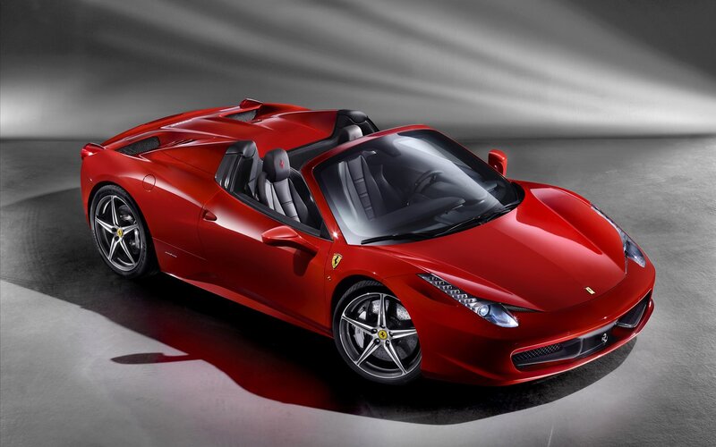 Red Ferrari convertible sports car