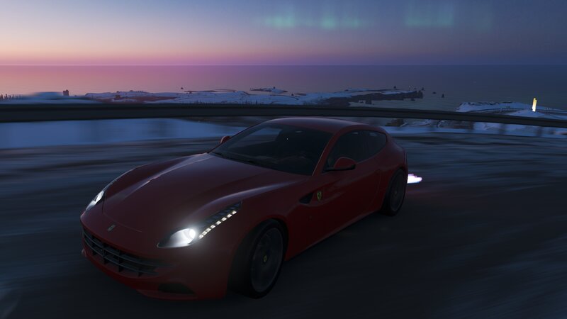 Red Ferrari Driving — Dramatic, Night