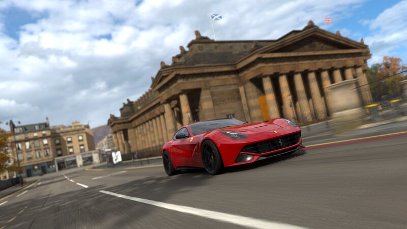 Red Ferrari Driving — Dynamic, Afternoon, 3d Render