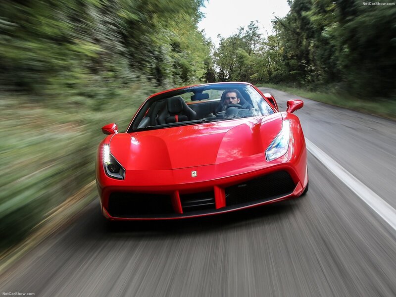 Red Ferrari Driving — Dynamic, Afternoon, Photograph, Car, Driver