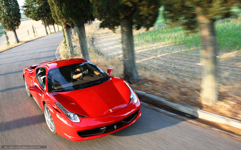 Red Ferrari Driving — Dynamic, Afternoon, Photograph, Car