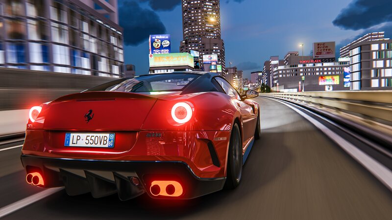 Red Ferrari Driving — Dynamic, Night