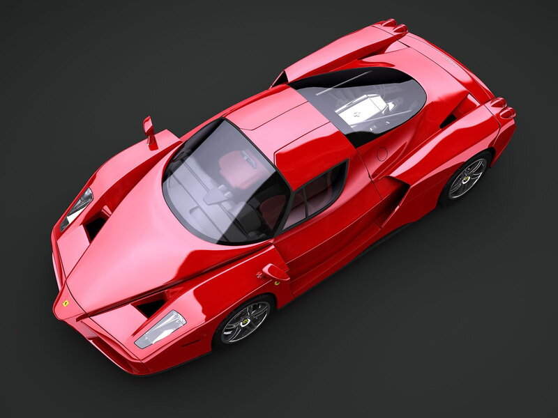 Red Ferrari Enzo — Dramatic, 3d Render, Car