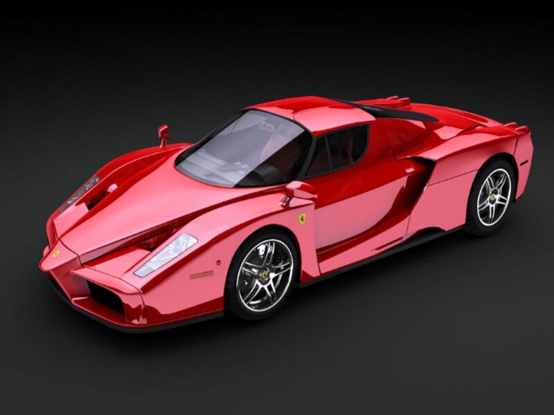 Red Ferrari Enzo — Dramatic, 3d Render, Car, Wheels, Windows, Black