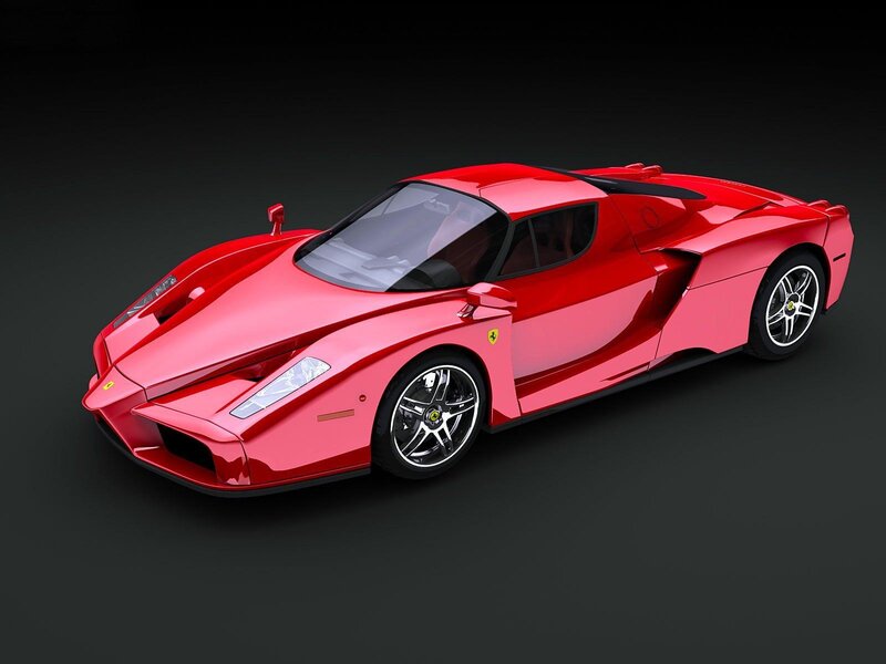 Red Ferrari Enzo — Dramatic, 3d Render, Car, Wheels, Windows