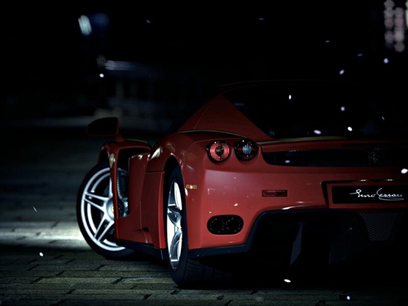 Red Ferrari Enzo — Dramatic, Night, 3d Render, Car