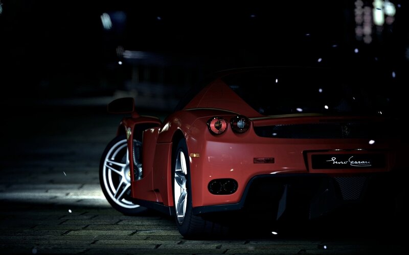 Red Ferrari Enzo — Dramatic, Night, 3d Render