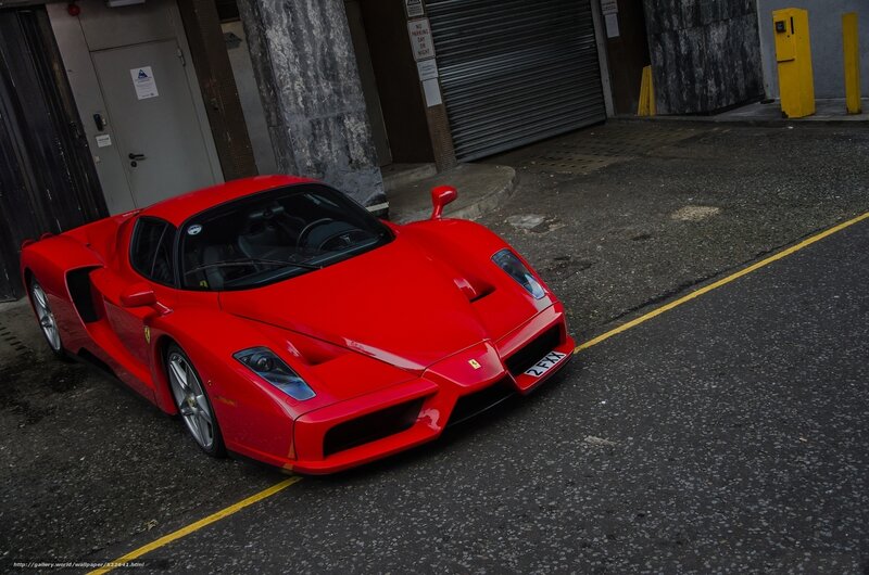 Red Ferrari Enzo — Dramatic, Photograph, Car, Building, Parking Meter