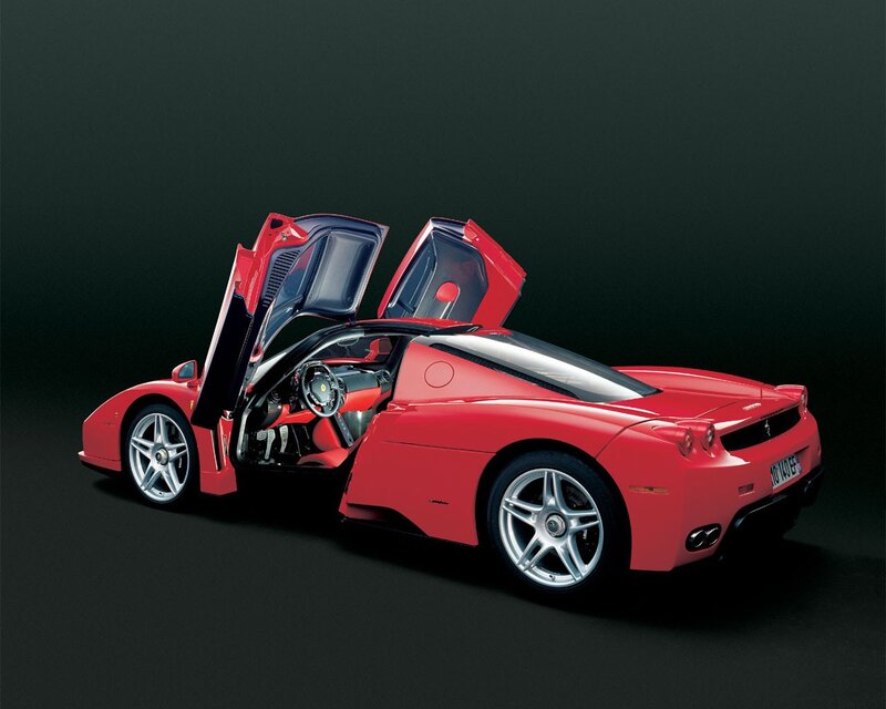 Red Ferrari Enzo — Dramatic, Photograph, Car Door, Steering Wheel, Exhaust