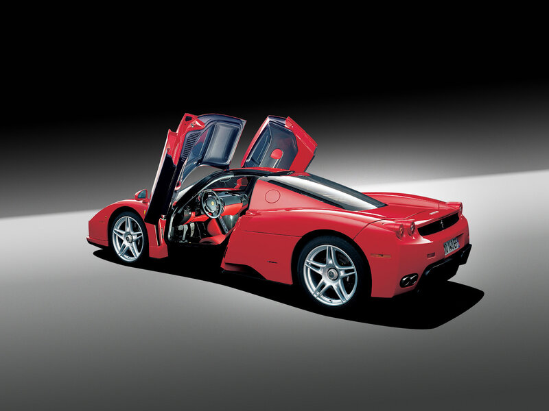 Red Ferrari Enzo — Dramatic, Photograph, Car Door