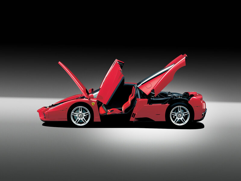 Red Ferrari Enzo — Dramatic, Photograph, Car Door, Wheel