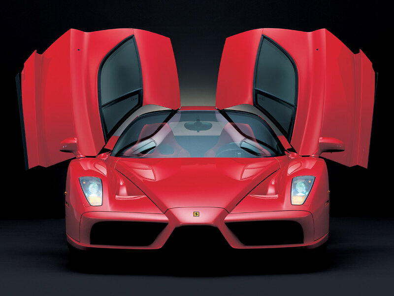 Red Ferrari Enzo — Dramatic, Photograph, Car Doors