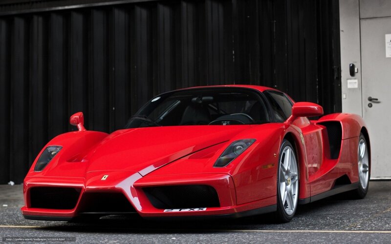Red Ferrari Enzo — Dramatic, Photograph, Car, Garage Door