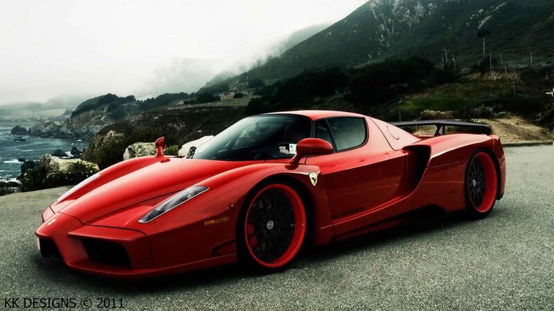 Red Ferrari Enzo — Dramatic, Photograph, Coastline