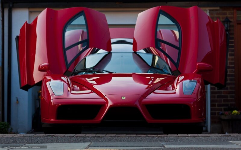 Red Ferrari Enzo — Dramatic, Sunset, Photograph