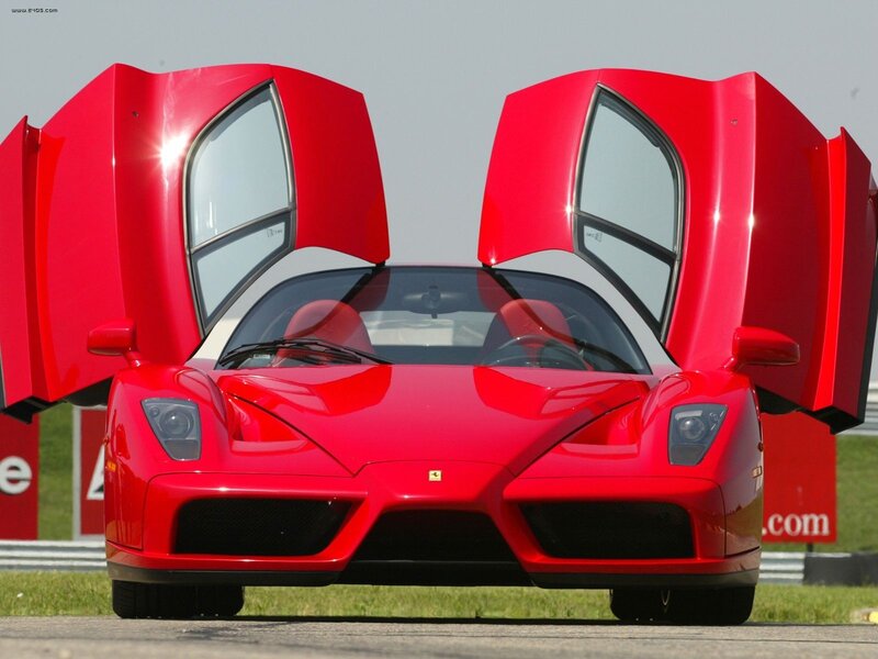 Red Ferrari Enzo — Dynamic, Afternoon, Photograph, Car