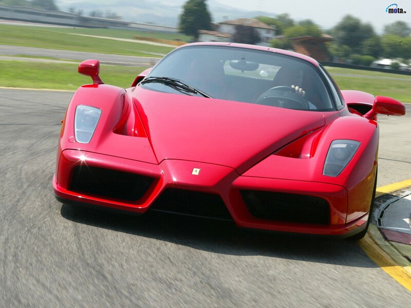 Red Ferrari Enzo — Dynamic, Afternoon, Photograph, Race Track, Driver, Green Grass