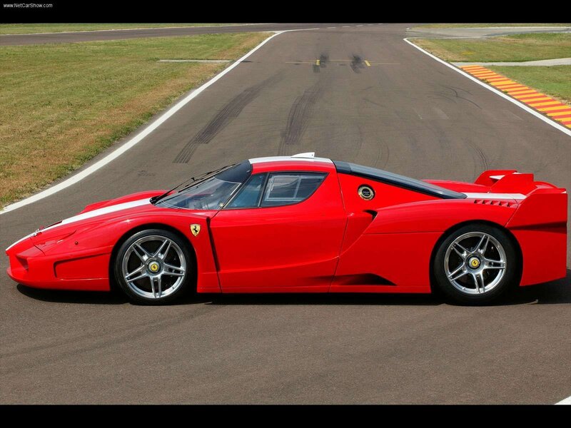 Red Ferrari Enzo — Dynamic, Afternoon, Photograph, Race Track, Grass, Tire Marks