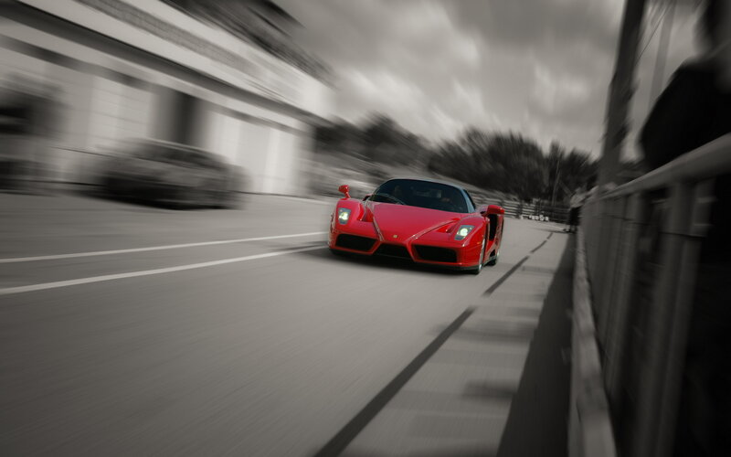 Red Ferrari Enzo — Dynamic, Photograph, Race Track