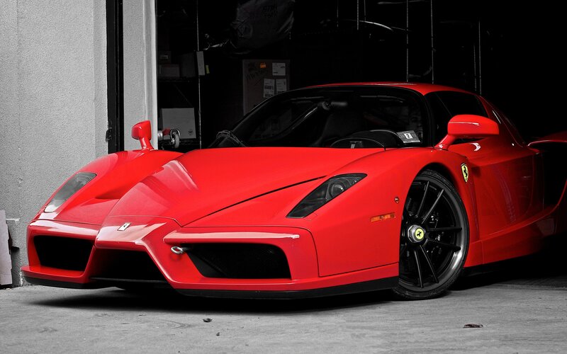Red Ferrari Enzo in garage
