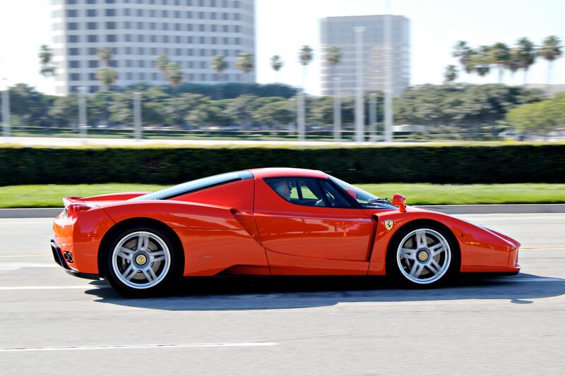 Red Ferrari Enzo in motion
