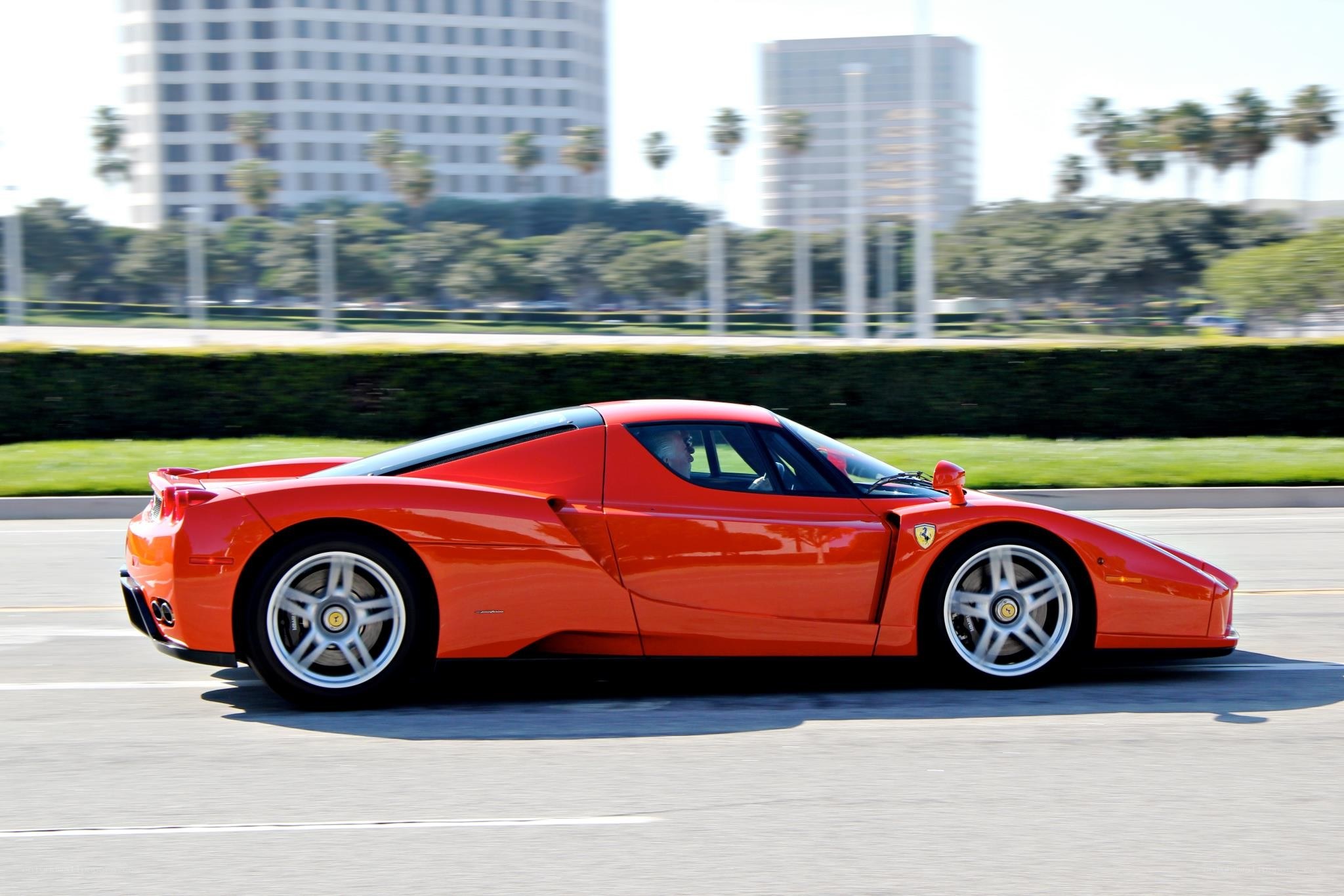 Red Ferrari Enzo in motion