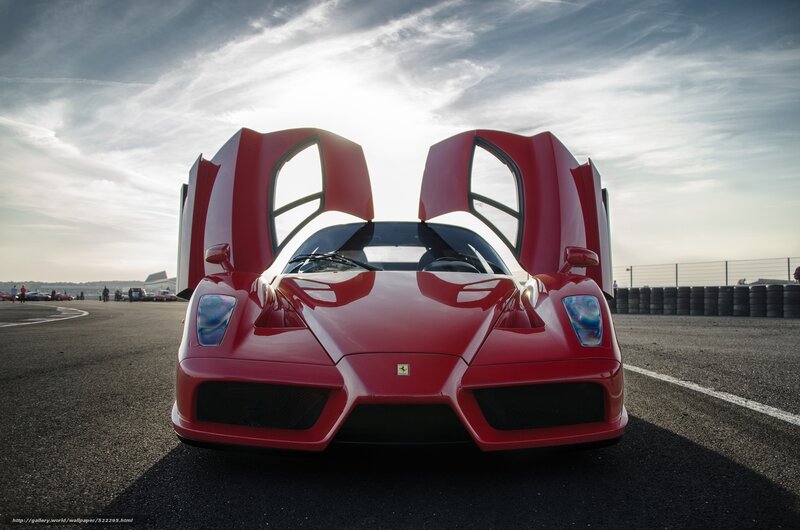 Red Ferrari Enzo on a racetrack