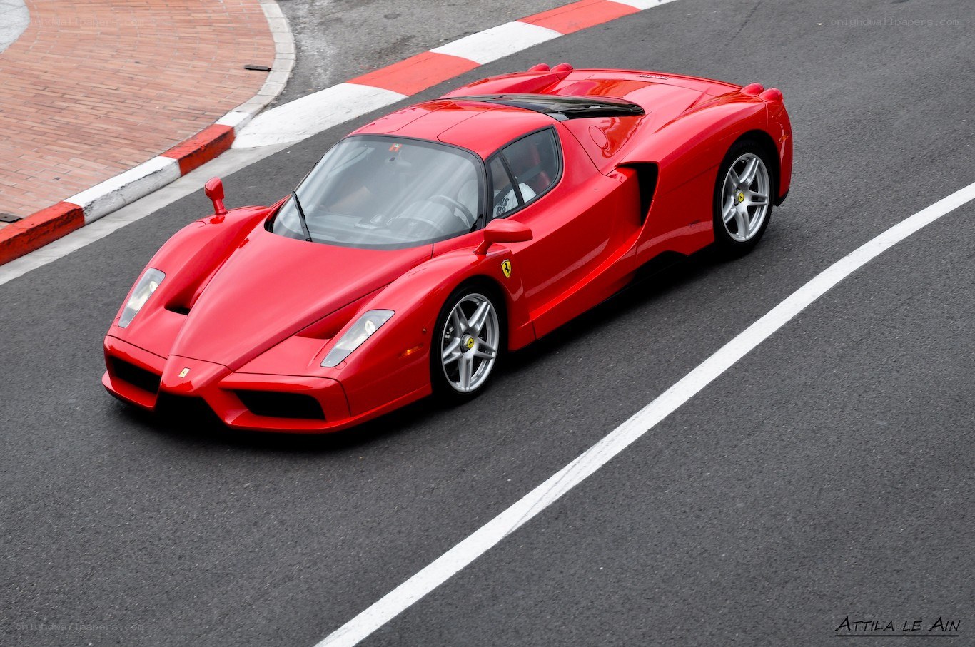 Red Ferrari Enzo on track