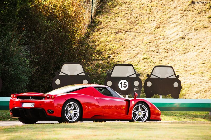 Red Ferrari Enzo on track
