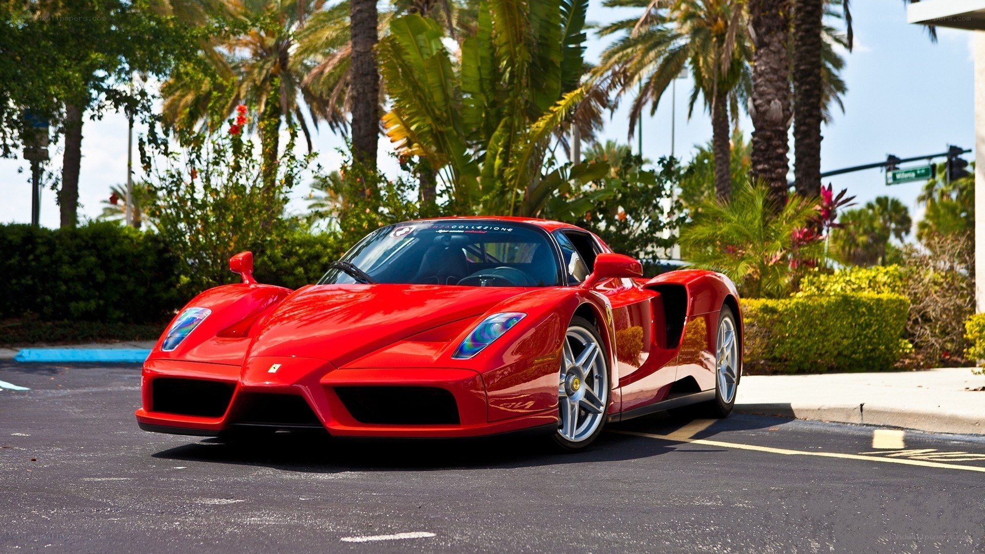 Red Ferrari Enzo parked