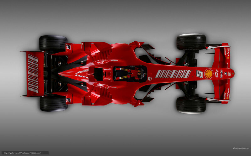 Red Ferrari F1 car from above