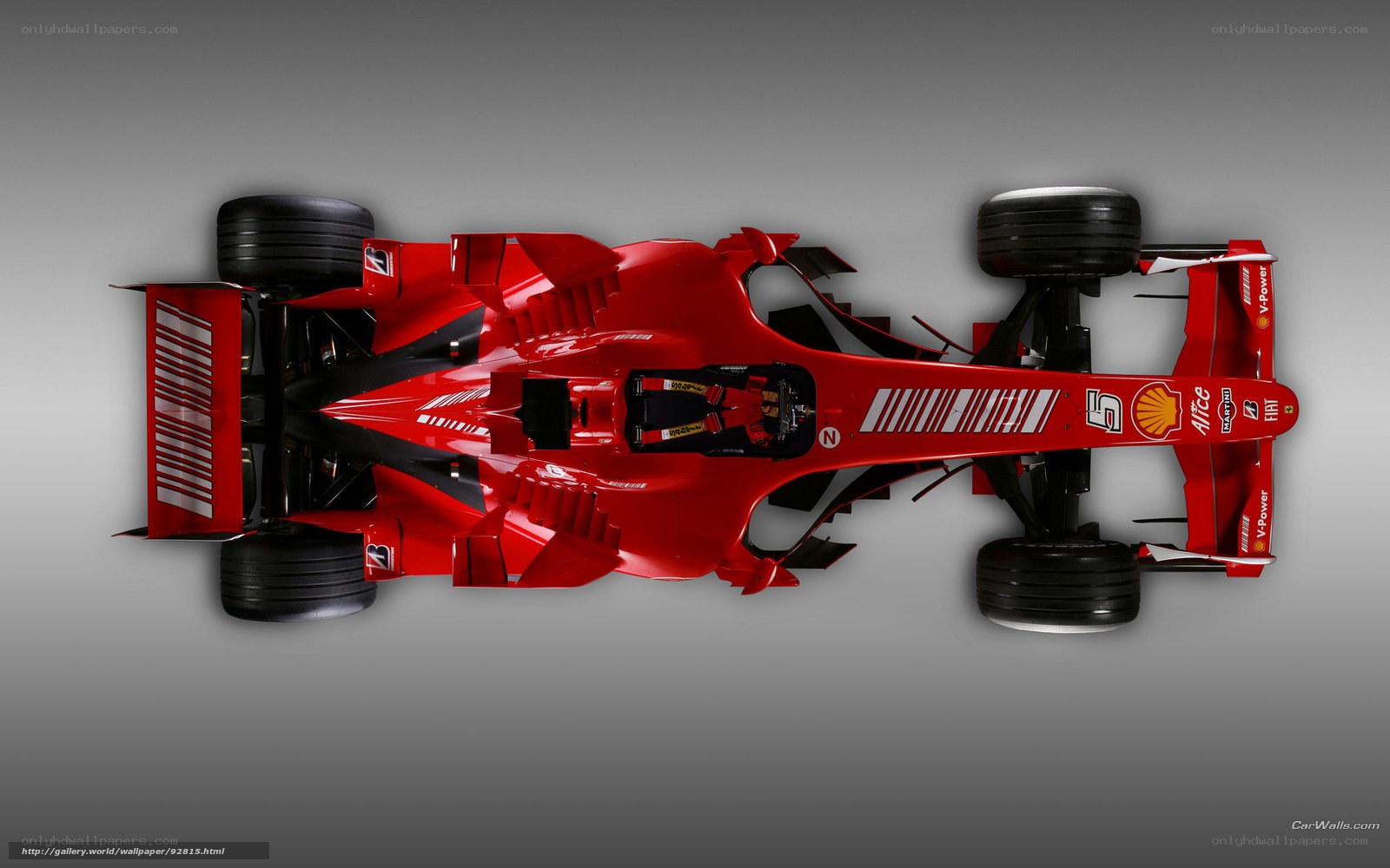 Red Ferrari F1 car from above