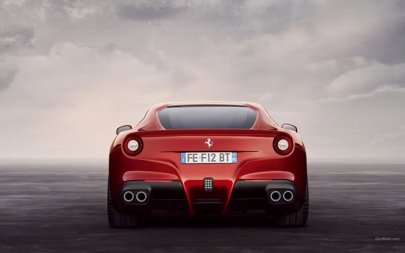 Red Ferrari F12 Berlinetta rear view