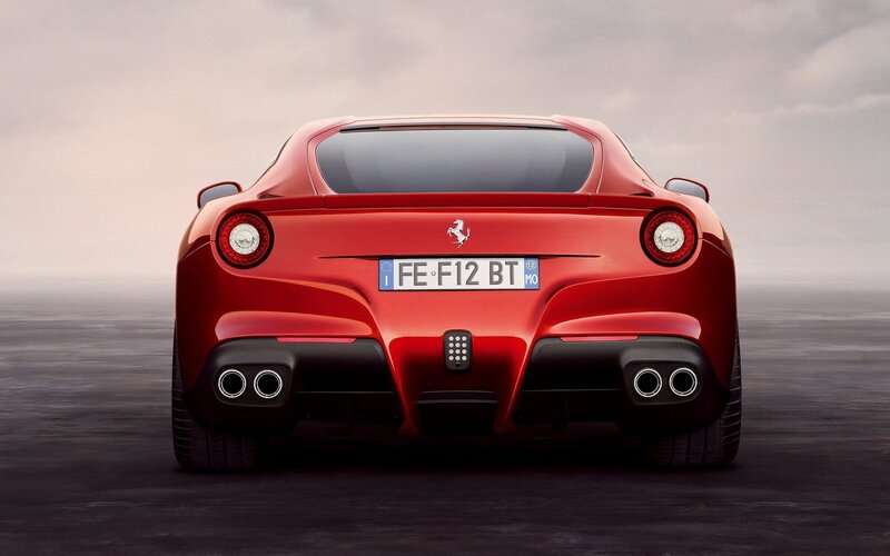 Red Ferrari F12 Berlinetta rear view